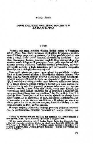 Osvjetovljenje povijesnog mišljenja u (mladog) Račkog / Franjo Zenko