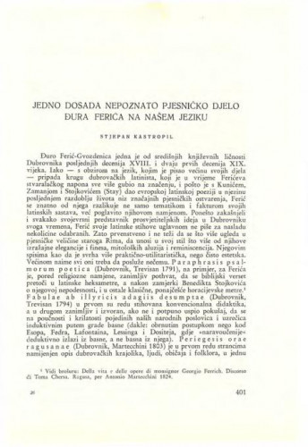 Jedno dosada nepoznato pjesničko djelo Đura Ferića na našem jeziku / Stjepan Kastropil