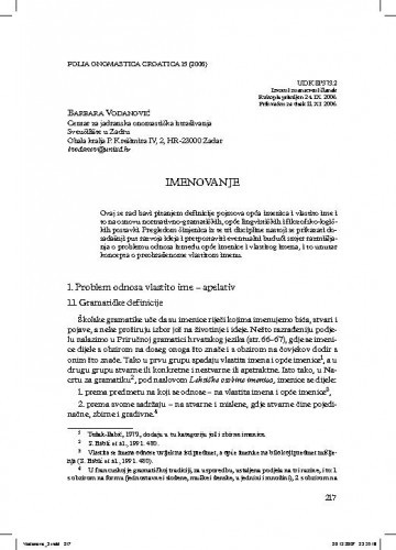 Imenovanje / Barbara Vodanović