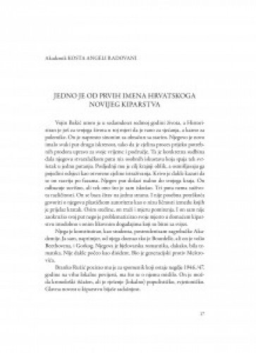 Jedno je od prvih imena hrvatskoga novijeg kiparstva / Kosta Angeli Radovani