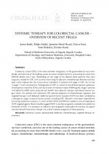 Systemic therapy for colorectal cancer - Overview of recent trials / Jasna Radić, Željko Soldić, Jasmina Marić Brozić, Davor Kust, Ante Bolanča, Zvonko Kusić