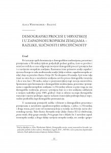 Demografski procesi u Hrvatskoj i u zapadnoeuropskim zemljama —razlike, sličnosti i specifičnosti / Alica Wertheimer-Baletić