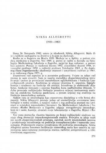 Nikša Allegretti (1920-1982) : [nekrolozi] / D. Dekaris