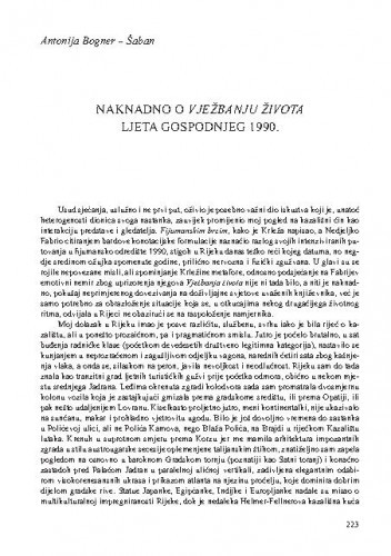 Naknadno o Vježbanju života ljeta gospodnjeg 1990. / Antonija Bogner-Šaban