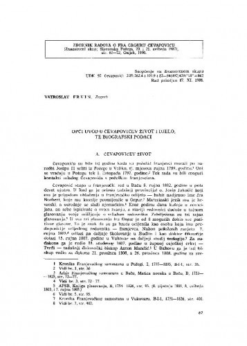 Opći uvod u Čevapovićev život i djelo, te biografski podaci / Vatroslav Frkin