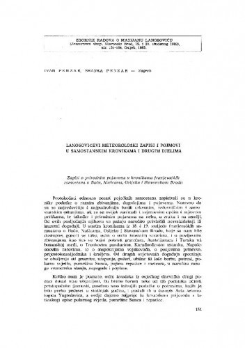 Lanosovićevi meteorološki zapisi i pojmovi u samostanskim kronikama i drugim djelima / Ivan Penzar, Branka Penzar