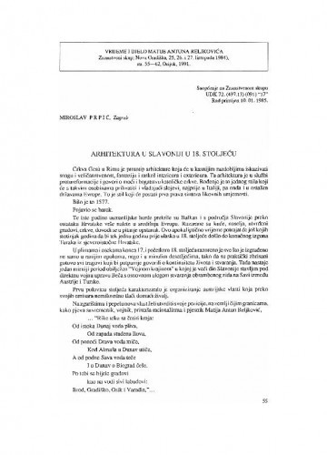 Arhitektura  u Slavoniji u 18. stoljeću / Miroslav Prpić