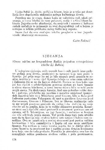 Sjećanja : govor održan na beogradskom Radiju prigodom retrospektivne izložbe Lj. Babića) / Lj. B.