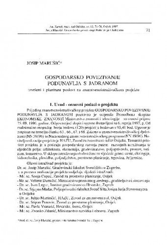 Gospodarsko povezivanje Podunavlja s Jadranom / Josip Marušić