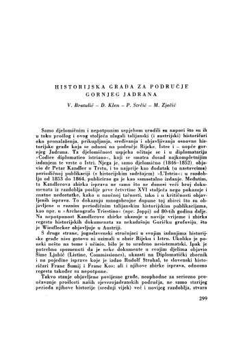 Historijska građa za područje gornjeg Jadrana / V. Bratulić, D. Klen, P. Strčić i M. Zjačić