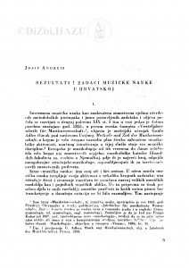 Rezultati i zadaci muzičke nauke u Hrvatskoj / J. Andreis