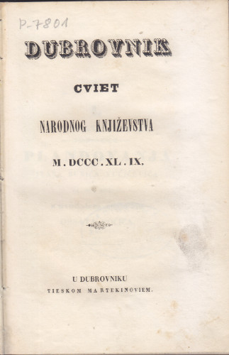 Dubrovnik : cviet narodnog književstva / [urednik Matija Ban]