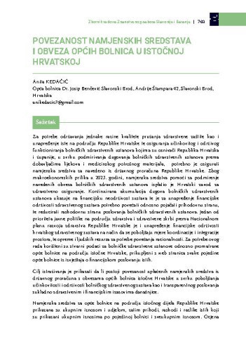 Povezanost namjenskih sredstava i obveza općih bolnica u istočnoj Hrvatskoj / Anita Kedačić