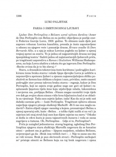 Farsa o smrtonosnoj ljubavi / Luko Paljetak