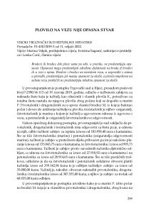 Plovilo na vezu nije opasna stvar (Visoki trgovački sud Republike Hrvatske, Presuda br. Pž-4747/2019-3 od 11. veljače 2022.) : [prikaz] / Vesna Skorupan Wolff