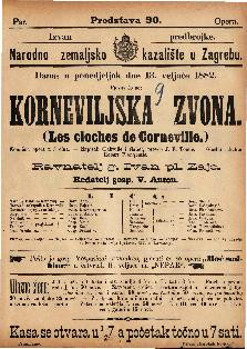 Korneviljska zvona : komična opera u 3 čina / glasbu skladao Robert Planquette  =  Les cloches de Corneville