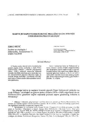 Kakve je napjeve Hektorović priložio svom Ribanju i ribarskom prigovaranju? / Jerko Bezić
