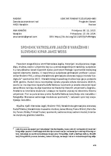 Spomenik Vatroslavu Jagiću u Varaždinu i slovenski kipar Janez Weiss / Ana Kaniški