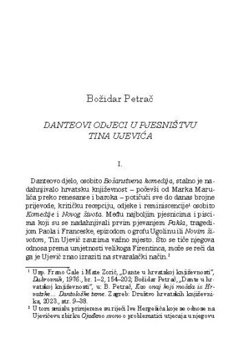 Danteovi odjeci u pjesništvu Tina Ujevića / Božidar Petrač