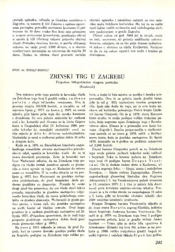 Zrinski trg u Zagrebu : prigodom 100-godišnjice njegova postanka : nastavak / Rudolf Horvat