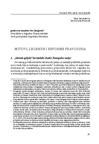 Mitovi, legende i reforme pravosuđa / Ivo Josipović