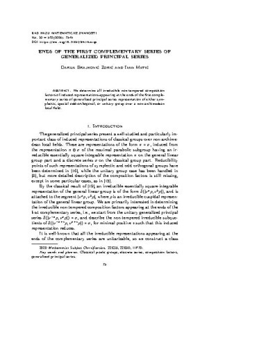 Ends of the first complementary series of generalized principal series / Darija Brajković Zorić, Ivan Matić