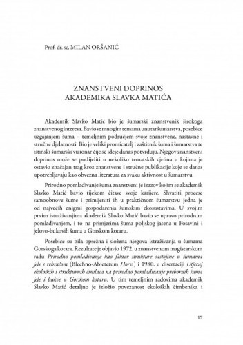 Znanstveni doprinos akademika Slavka Matića / Milan Oršanić