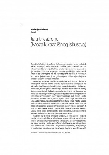 Ja u theatronu (Mozaik kazališnog iskustva) / Borivoj Radaković