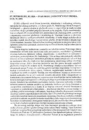 St. Petersburg, Rusija - Ivan Mane Jarnovič i ego vremja, 23.-24. 11. 2004. : [izvješće] / Stanislav Tuksar