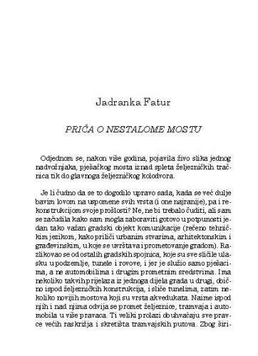 Priča o nestalome mostu / Jadranka Fatur