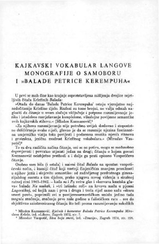 Kajkavski vokabular Langove monografije o Samoboru i 