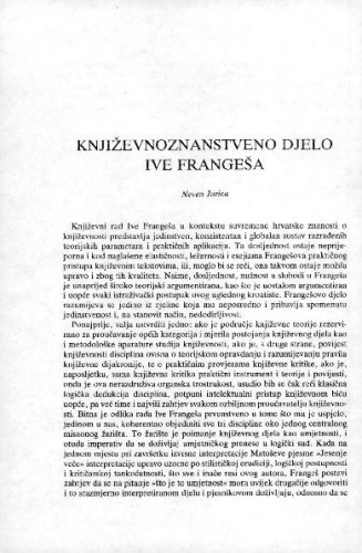 Književnoznanstveno djelo Ive Frangeša / Neven Jurica