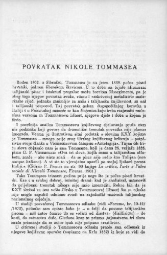 Povratak Nikole Tommasea / I. Katušić