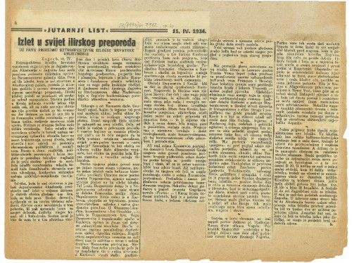 Izlet u svijet ilirskog preporoda : uz prvu priredbu retrospektivne izložbe hrvatske umjetnosti / h.