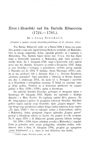 Život i filozofski rad fra Bartula Ribarovića : (1724.-1781.) / J. Božitković