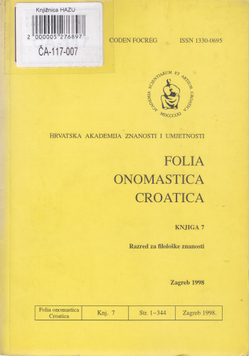 Knj. 7 (1998) / glavni i odgovorni urednik Petar Šimunović