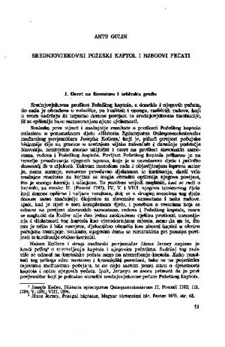 Srednjovjekovni Požeški kaptol i njegovi pečati / Ante Gulin