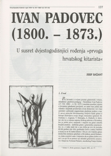 Ivan Padovec (1800.- 1873.) : u susret dvjestogodišnjici rođenja 