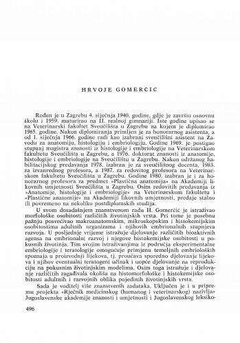 Hrvoje Gomerčić : [biografije novih članova Akademije]