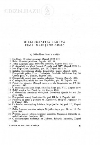 Bibliografija radova prof. Marijane Gušić