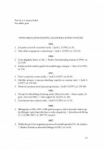 Bibliografija radova akademika Josipa Vončine / Loretana Farkaš, Tena Babić