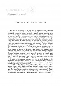 Akcent glagolskih imenica / M. Stojković