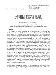 Academician Franjo Kogoj and allergology in Croatia / Jasna Lipozenčić, Albin Brnobić