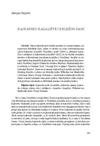 Kajkavsko kazalište i Krležini dani / Marijan Varjačić