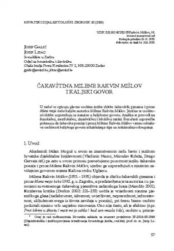 Čakavština Milene Rakvin Mišlov i kaljski govor / Josip Galić, Josip Lisac