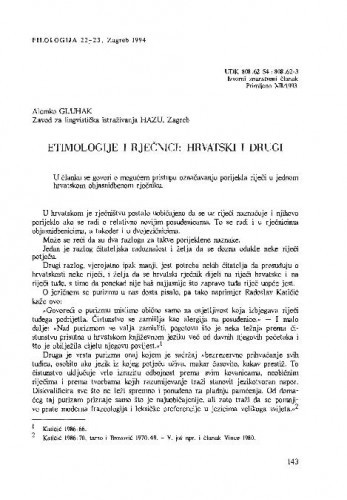 Etimologija i rječnici : hrvatski i drugi / Alemko Gluhak