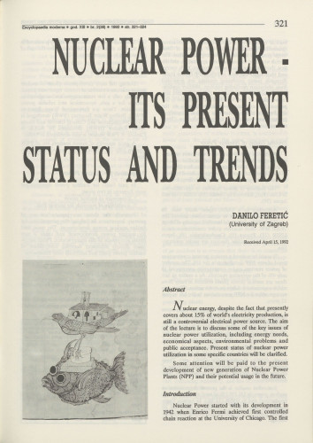 Nuclear power : its present status and trends / Danilo Feretić