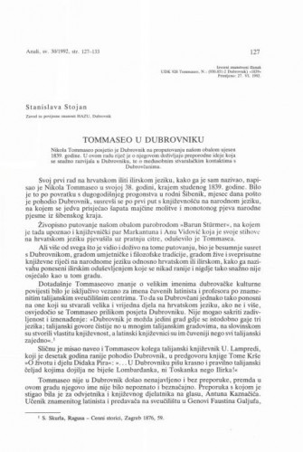 Tommaseo u Dubrovniku / Slavica Stojan