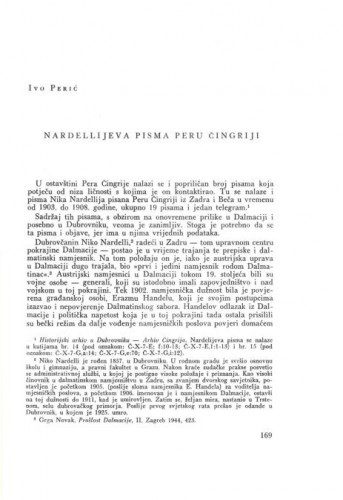 Nardellijeva pisma Peru Čingriji / Ivo Perić
