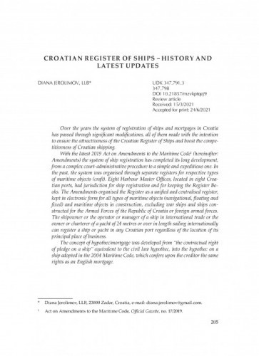 Croatian Register of Ships – History and Latest Updates / Diana Jerolimov